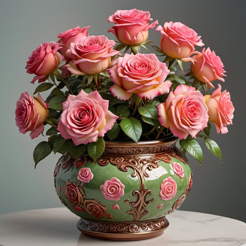 Diamond Painting Pot Of Roses