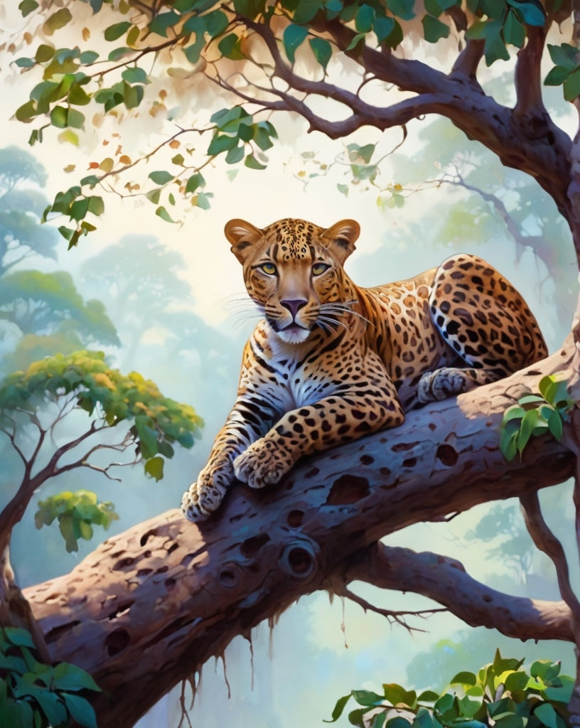 Diamond Painting Leopard I Träd*