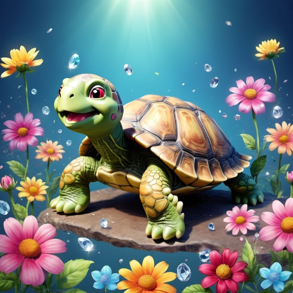 Diamond Painting Turtle Flowers