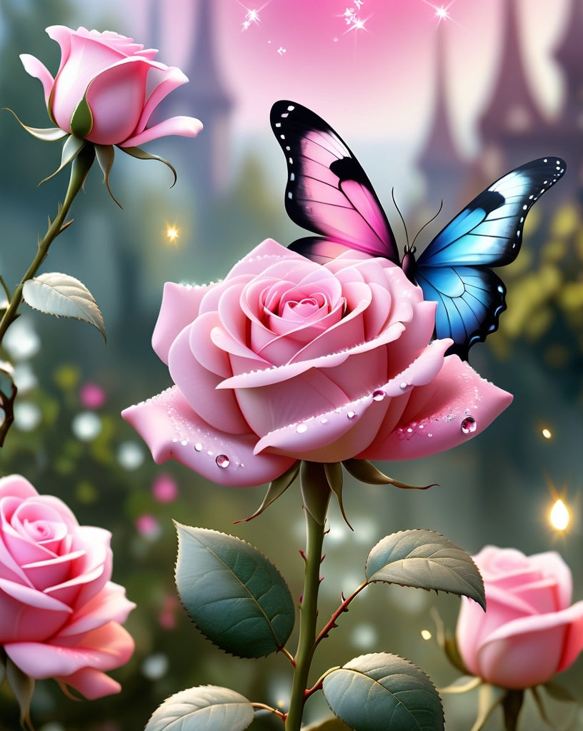 Diamond Painting Rose And Butterfly