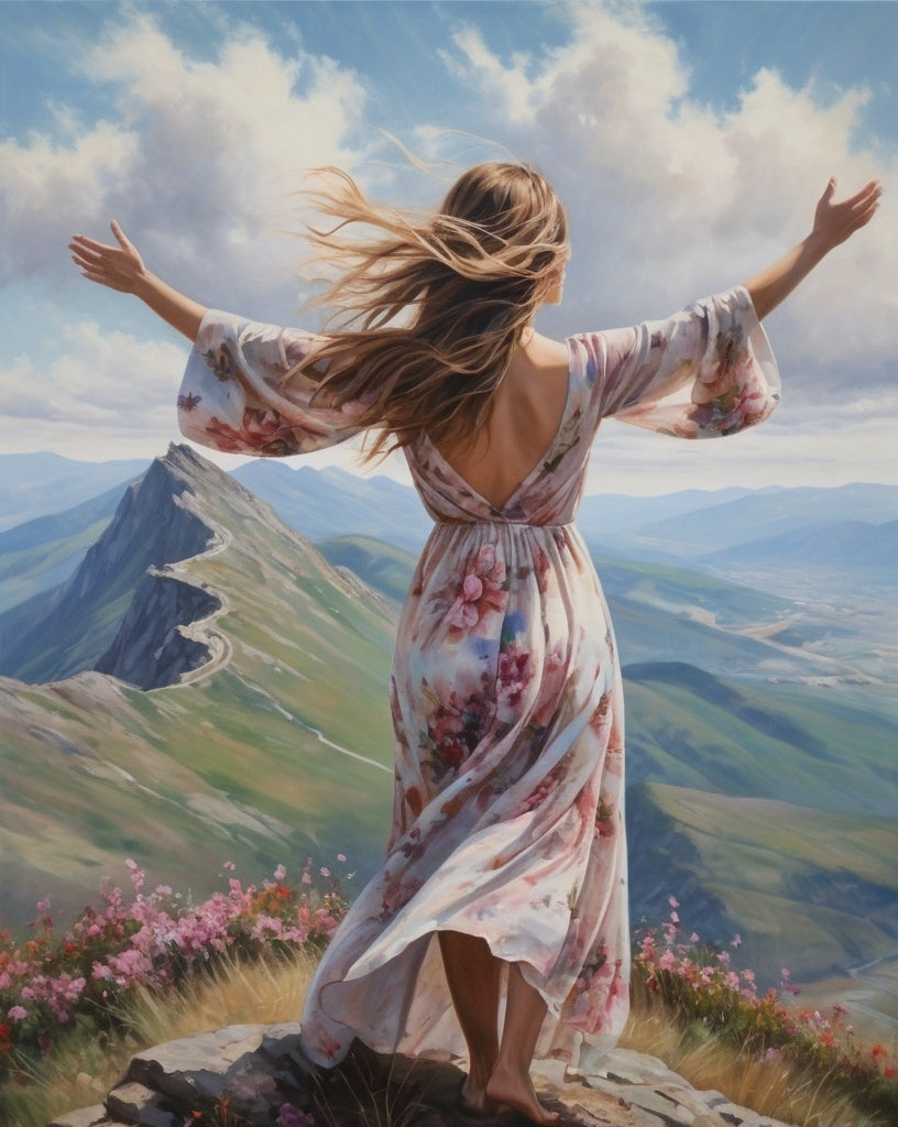 Diamond Painting Woman On Mountain*