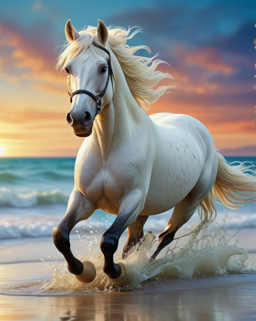 Diamond Painting Horse Sunset Beach*