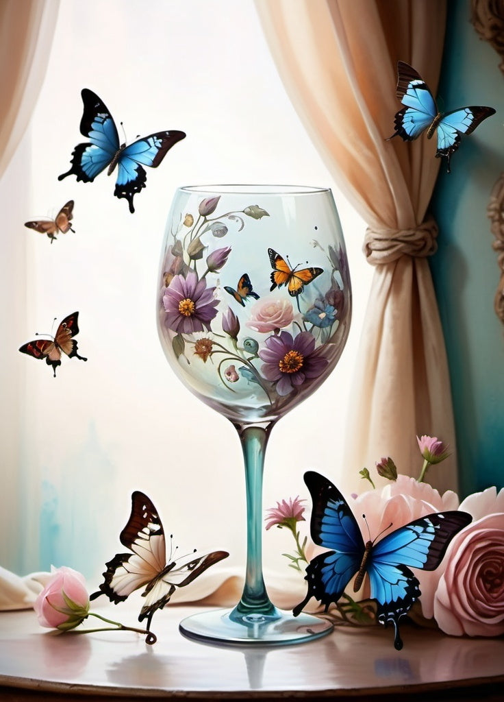 Diamond Painting Wineglass Butterflies