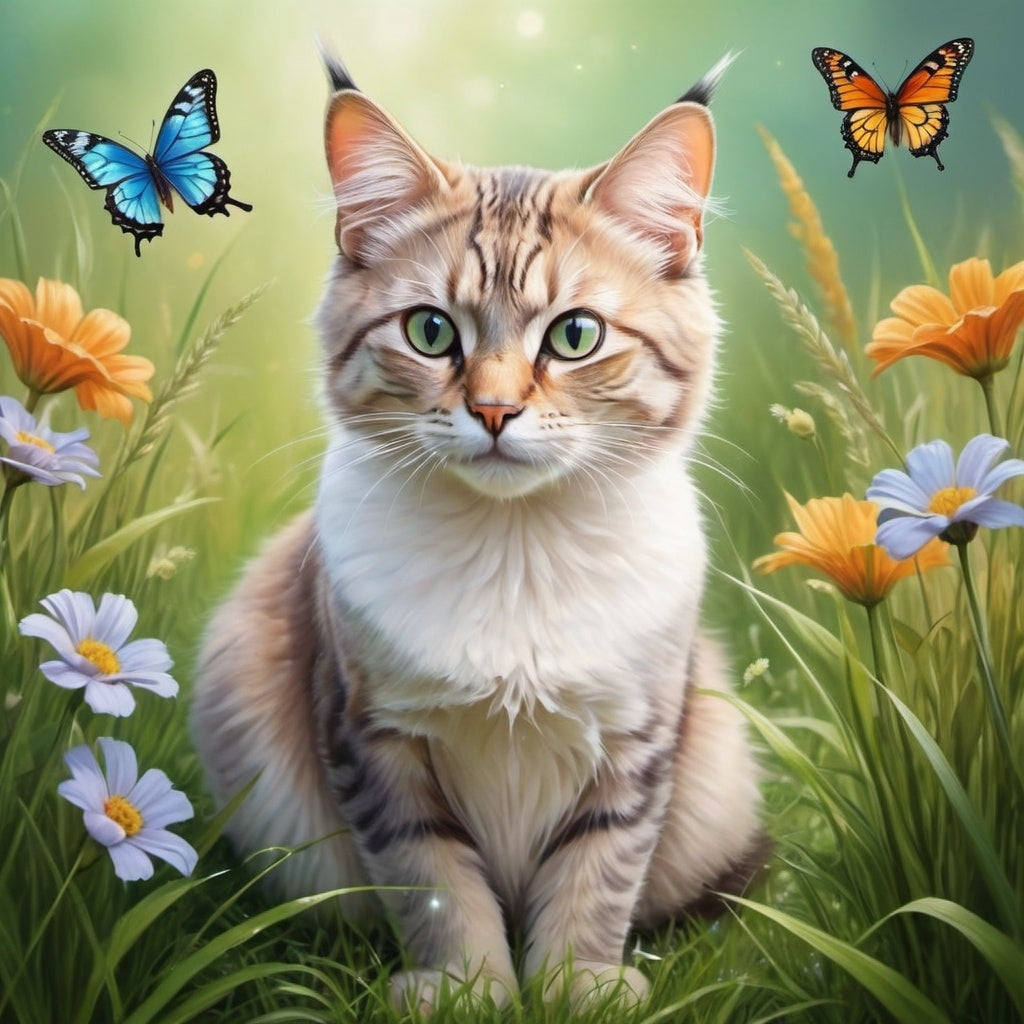 Diamond Painting Cat And Butterflies