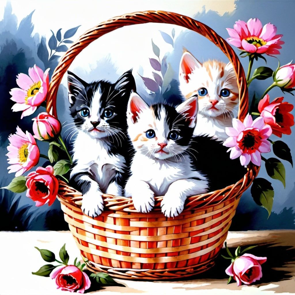 Diamond Painting Kittens In A Basket