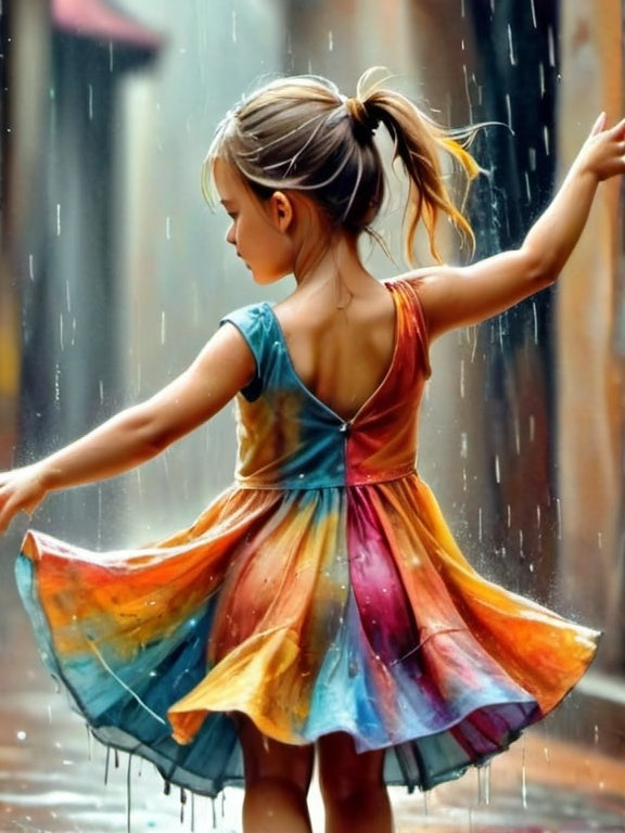 Diamond Painting Girl Dancing In The Rain