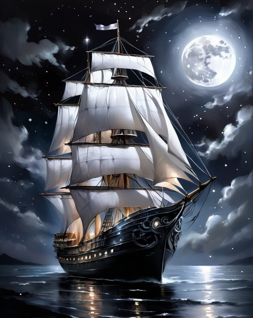 Diamond Painting Moonlight Ship*