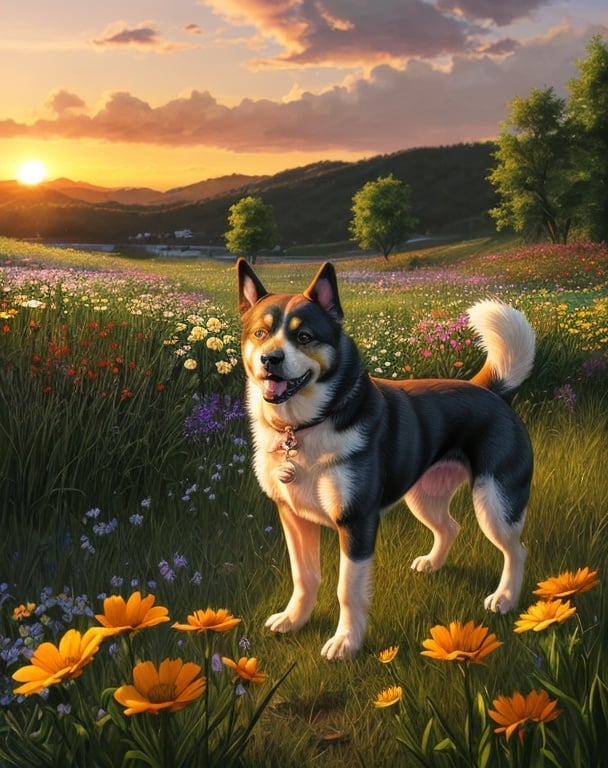 Diamond Painting Hund Sommarkväll