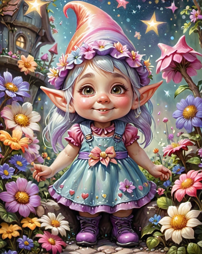 Diamond Painting Flower Gnome