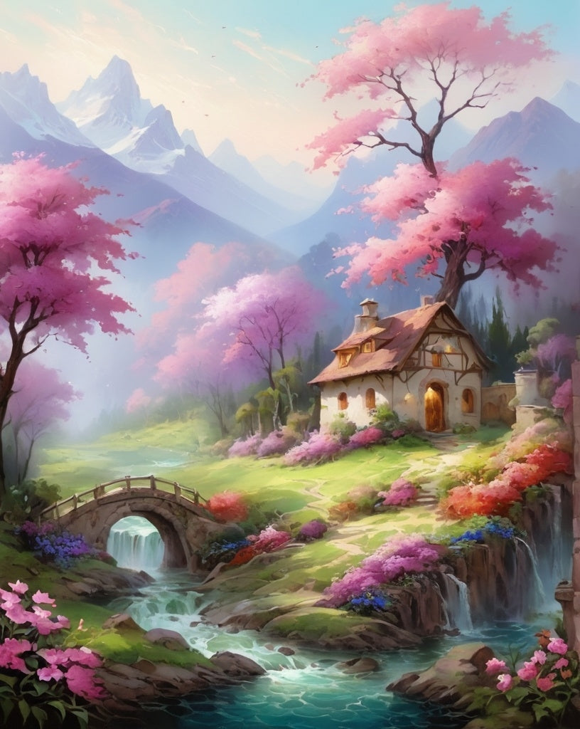 Diamond Painting Stuga Vid Bergen*