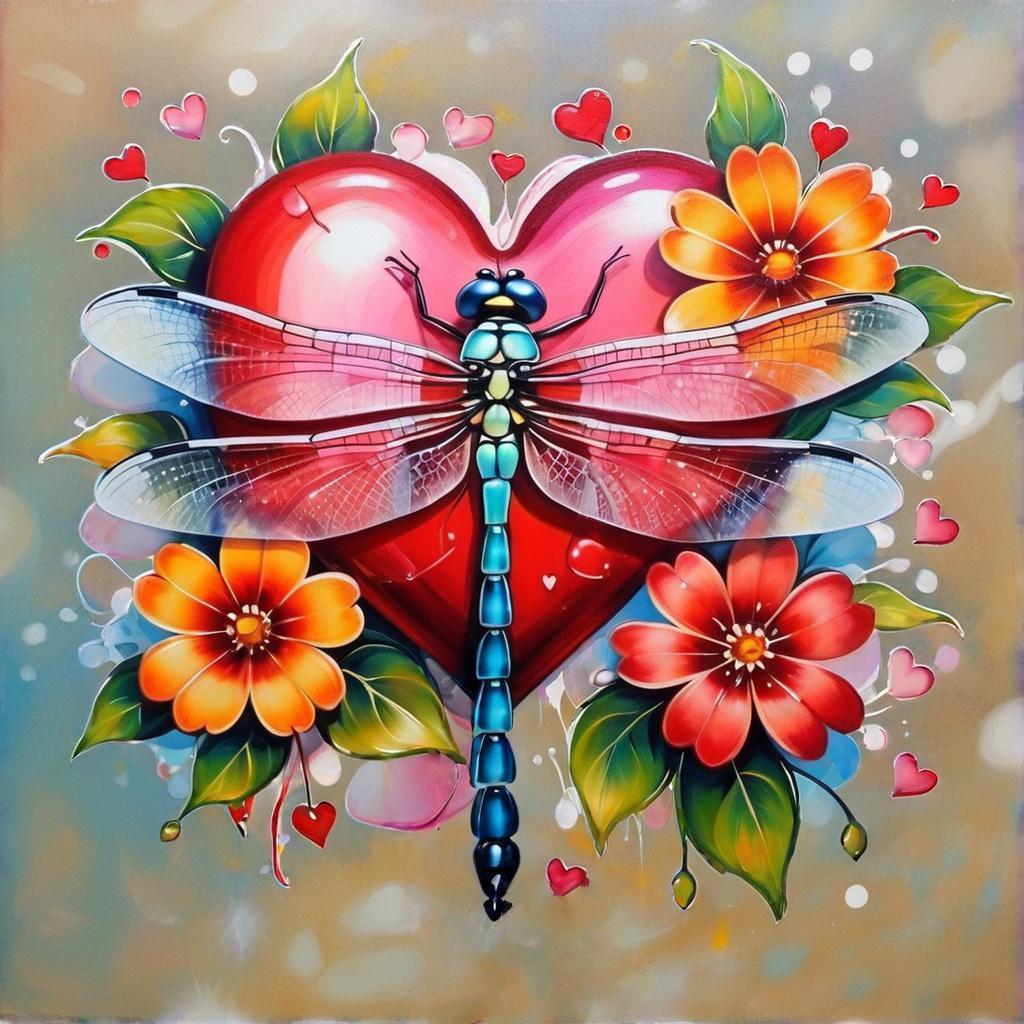 Diamond Painting Dragonfly Heart