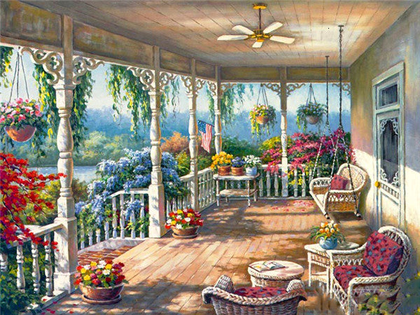 Diamond Painting Blomster Veranda