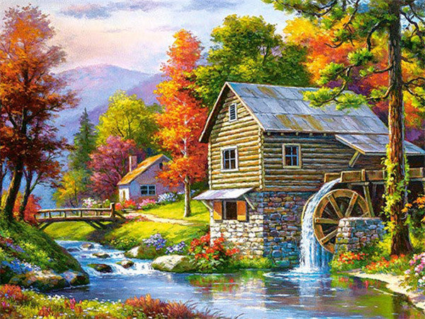 Diamond Painting River Cabins