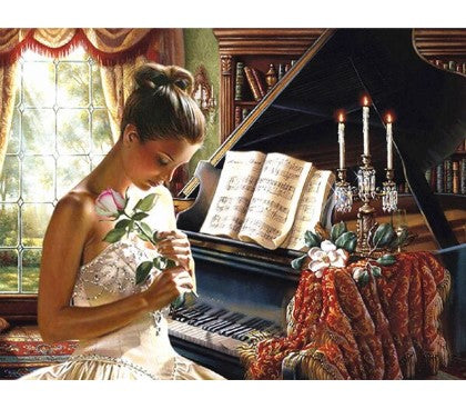 Diamond Painting Kvinna Vid Piano*