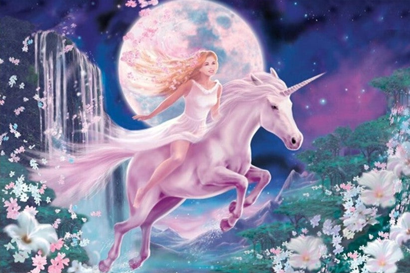 Diamond Painting Unicorn Och Tjej*