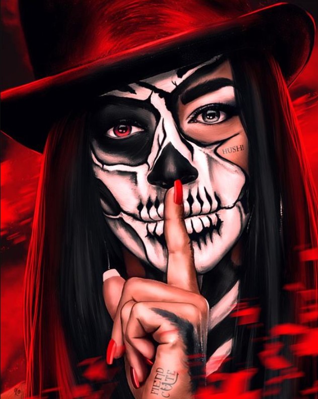 Diamond Painting Skull Woman Hush*