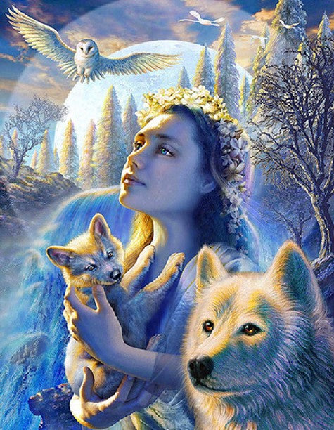 Diamond Painting Girl And Wolves*