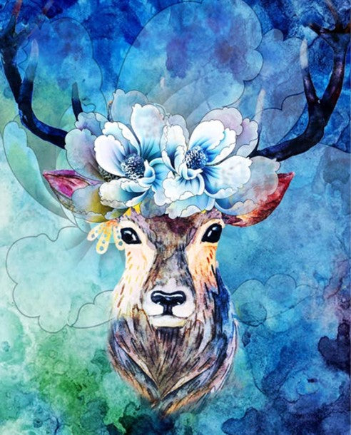 Diamond Painting Deer Flowers*