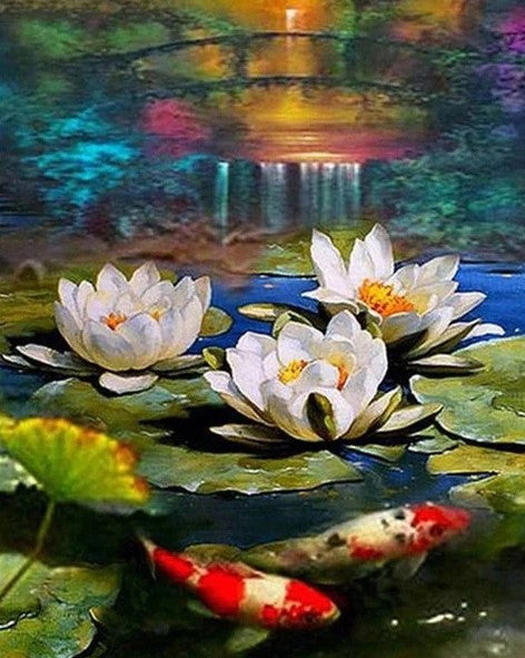 Diamond Painting Lotus Och Karpar*