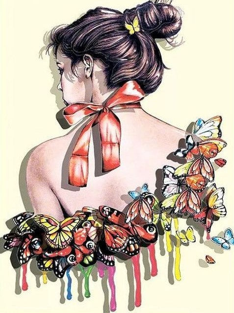 Diamond Painting Girl Color Butterflies*