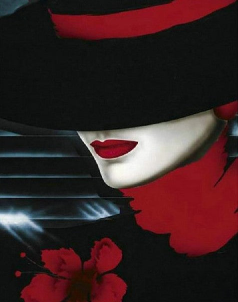 Diamond Painting Woman In Black And Red*