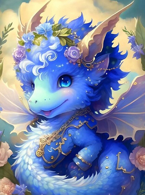 Diamond Painting Little Blue Dragon*
