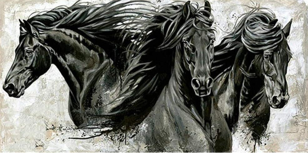 Diamond Painting Black Horses*