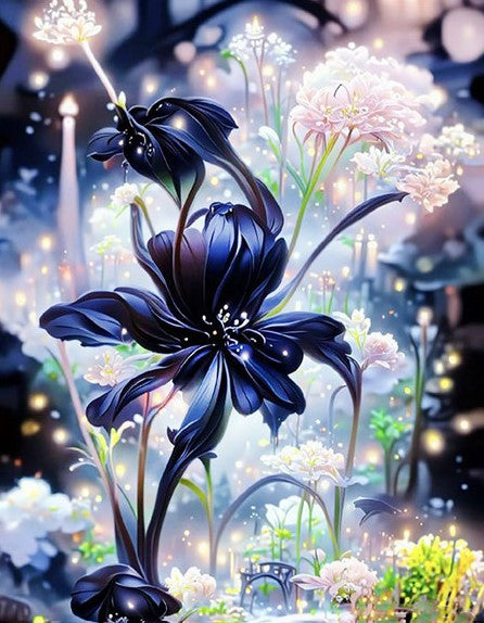 Diamond Painting Black Flower*