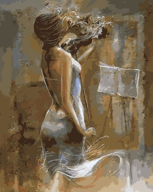 Diamond Painting Kvinna Med Fiol*