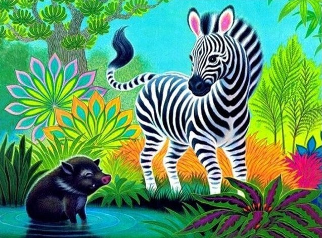 Diamond Painting Zebra Och Gris*