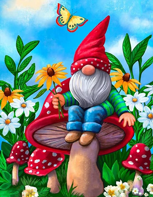 Diamond Painting Tomte På Svamp*