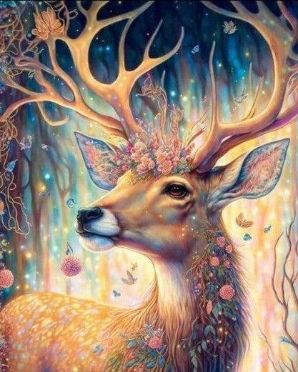 Diamond Painting Deer Flowers*