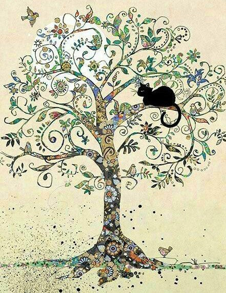 Diamond Painting Black Cat In Tree*