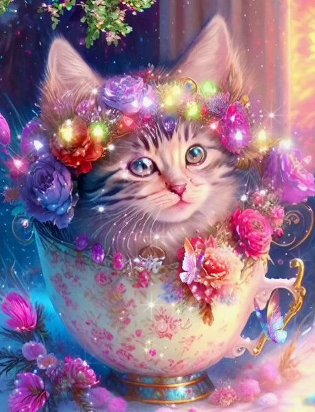 Diamond Painting Katt I Kopp*