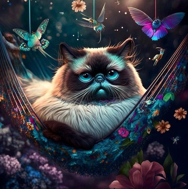 Diamond Painting Cat And Butterflies*