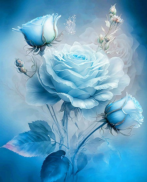 Diamond Painting Blue Roses*