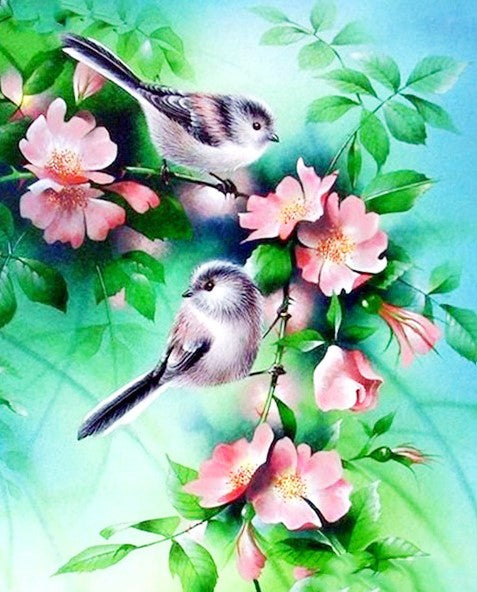 Diamond Painting AB Drills Bird In Flowertree*