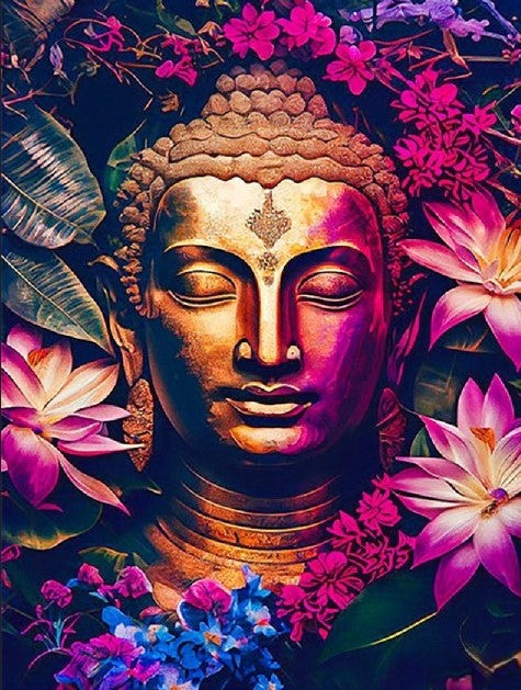 Diamond Painting AB Drills Buddha Flowers*