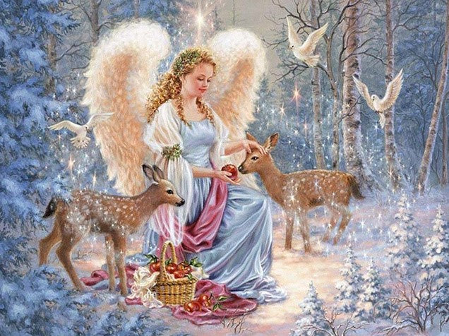 Diamond Painting Ängel Med Rådjur*