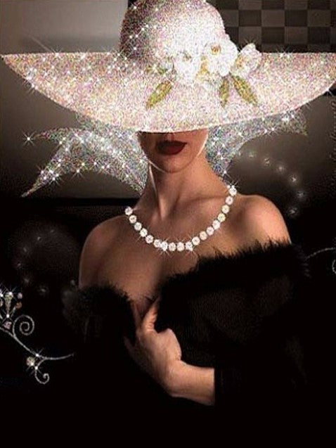 Diamond Painting Woman White Hat*