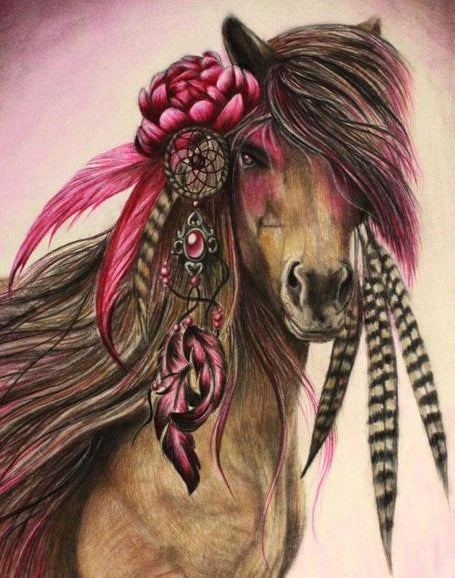 Diamond Painting AB Drills Horse Fethers*