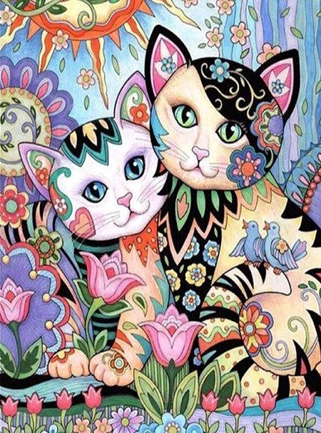 Diamond Painting AB Flower Cats*