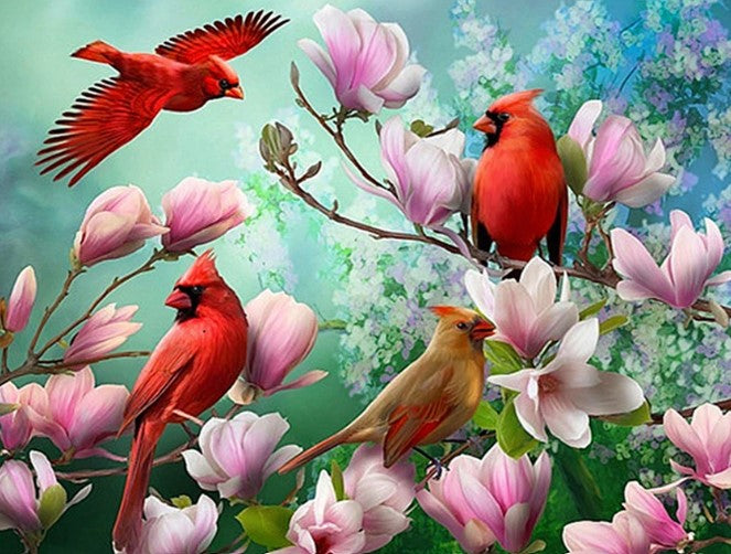 Diamond Painting AB Birds In Magnoliatree*