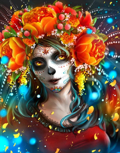 Diamond Painting AB Drills Muerte Flowers*