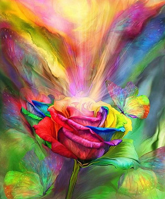 Diamond Painting AB  Colorful Rose And Butterfly*