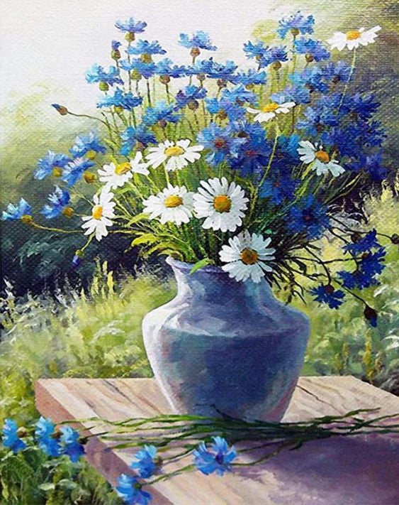 Diamond Painting Blåklint Och Prästkragar*