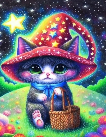 Diamond Painting AB Drills Katt I Hatt*