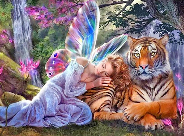 Diamond Painting AB Drills Älva Med Tiger*
