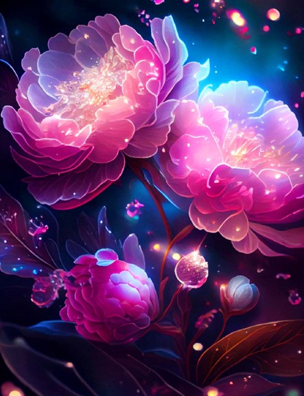 Diamond Painting AB Drills Sparkling Peony*