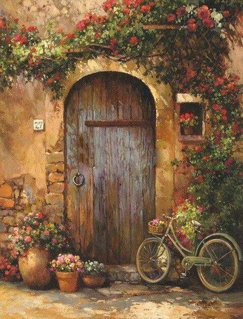 Diamond Painting Cykel Vid Träport*